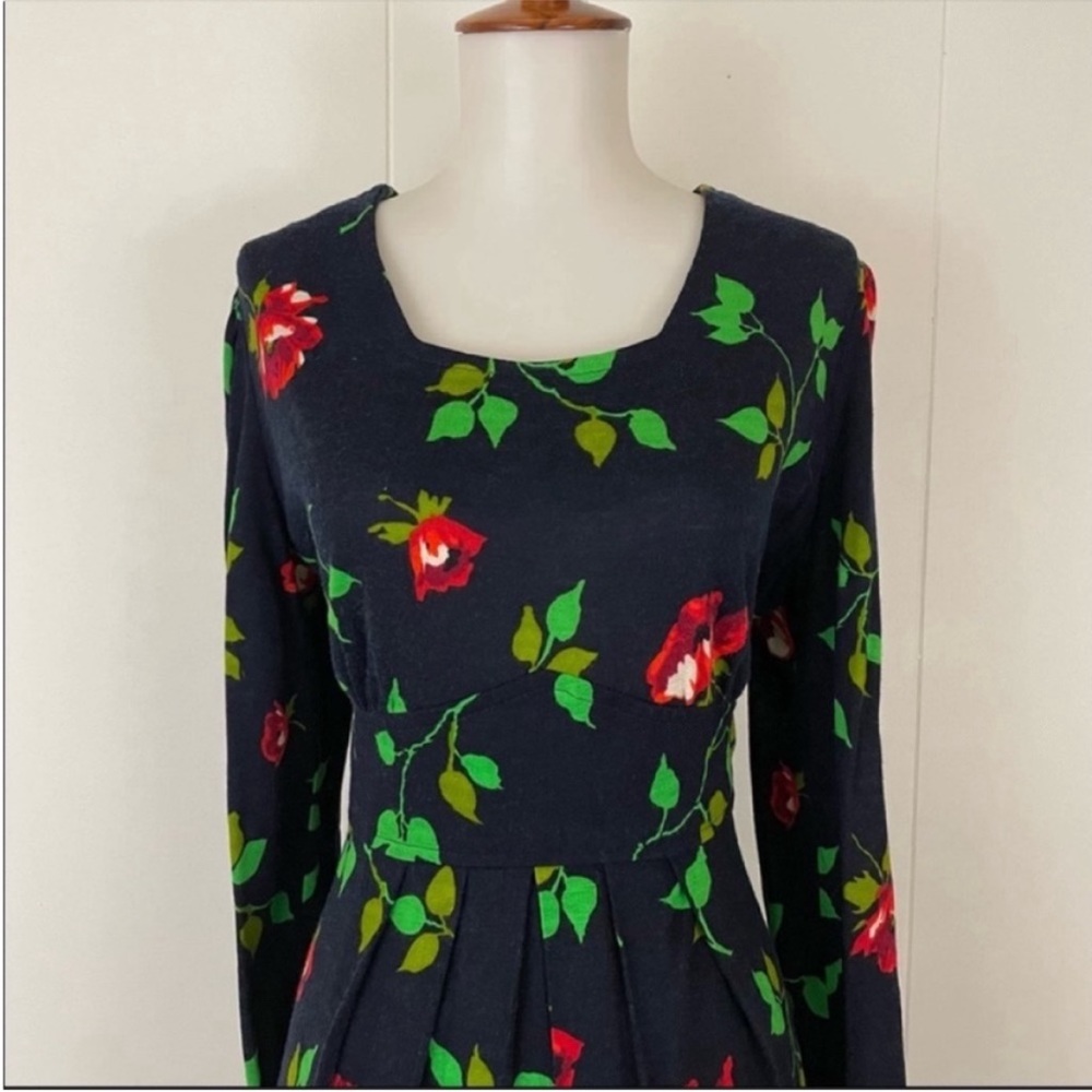 Vintage 70s 80s Floral Dress L Dark Cottagecore Dark Academia Grunge Coquette - Picture 2 of 7